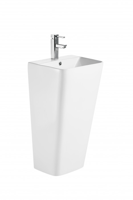 Раковина моноблок Mixxus STYLE-1101 з отвором під змішувач та переливом 440х380х830mm (MI6696)