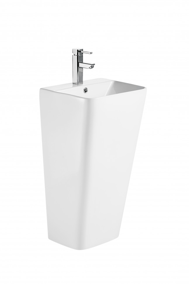 Раковина моноблок Mixxus STYLE-1101 з отвором під змішувач та переливом 440х380х830mm (MI6696)