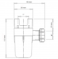 Сифон для групи безпеки Roho R2200-100 - 25x32 (універсальний) (RO0161)