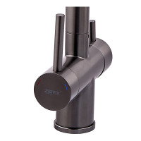 Змішувач для кухні з гнучким виливом на дві води Zerix KIT-021 Graphite REFL.Black з нерж. сталі (ZX5559)